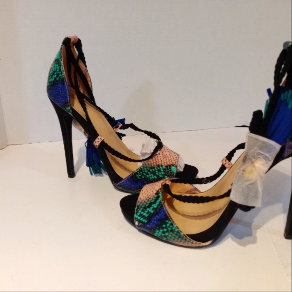 Shoe Dazzle New‎ Faux Snakeskin High Heel Sandals Sz. 8.5 - Picture 8 of 12